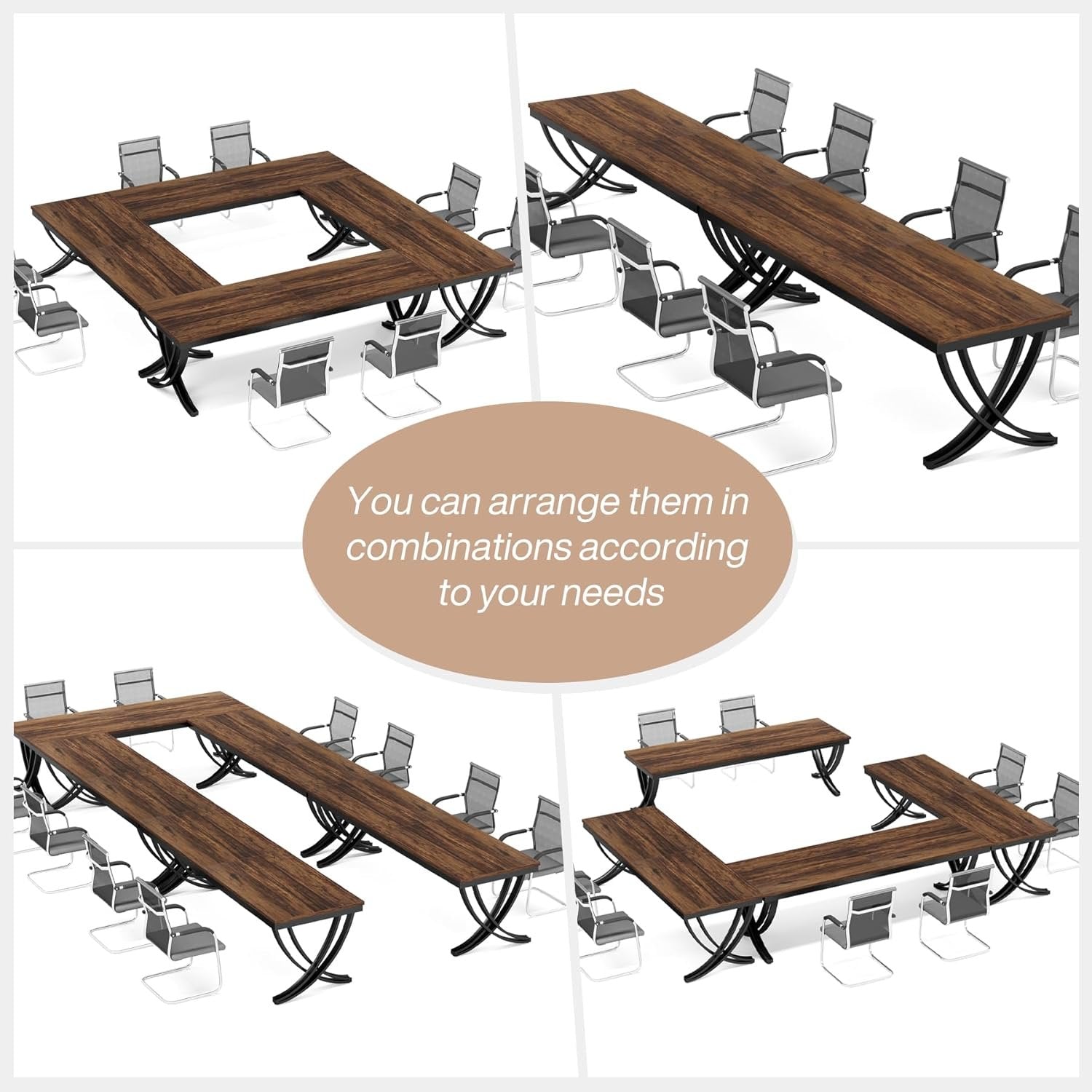 78" Conference Table for 6-8 People, Rectangular Table with Metal Frame