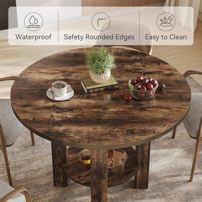 Tribesigns Round dining table for 4 people, Large dining table with storage shelf