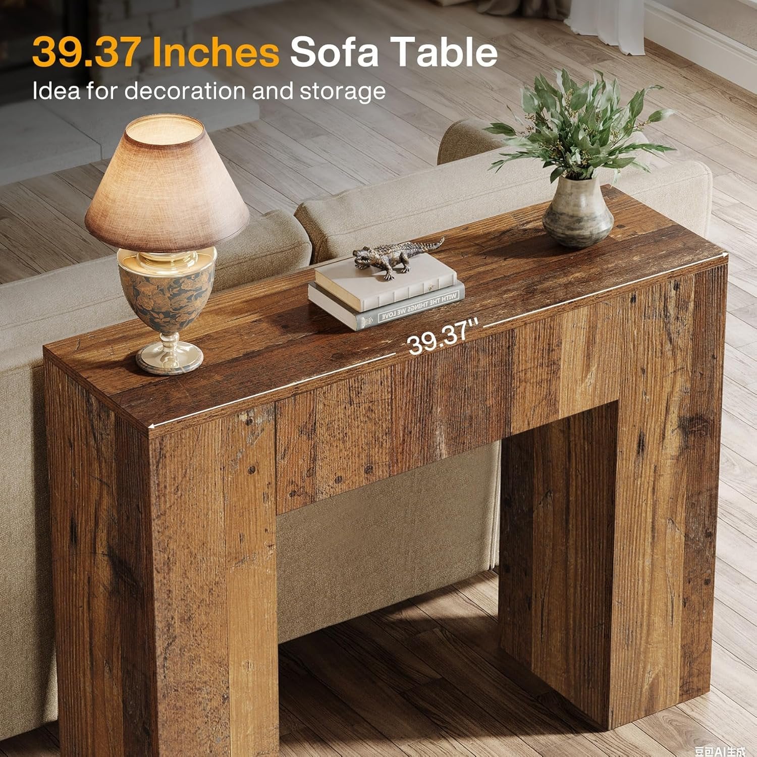 39'' Farmhouse Console Table, Narrow Sofa Table with Drawer