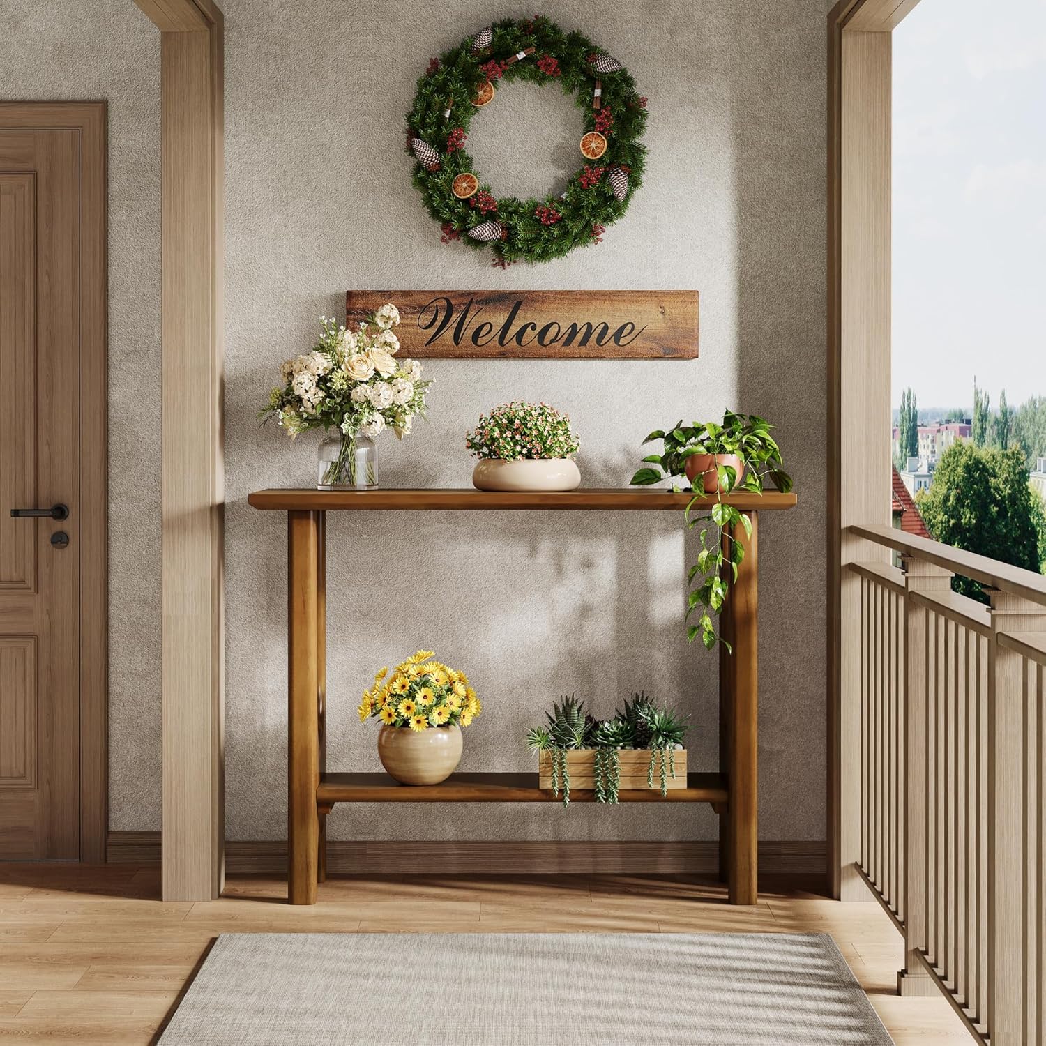 41.3" Console Table, Modern 2 - Tier Sofa Table Entryway Table with Storage Shelf Tribesigns