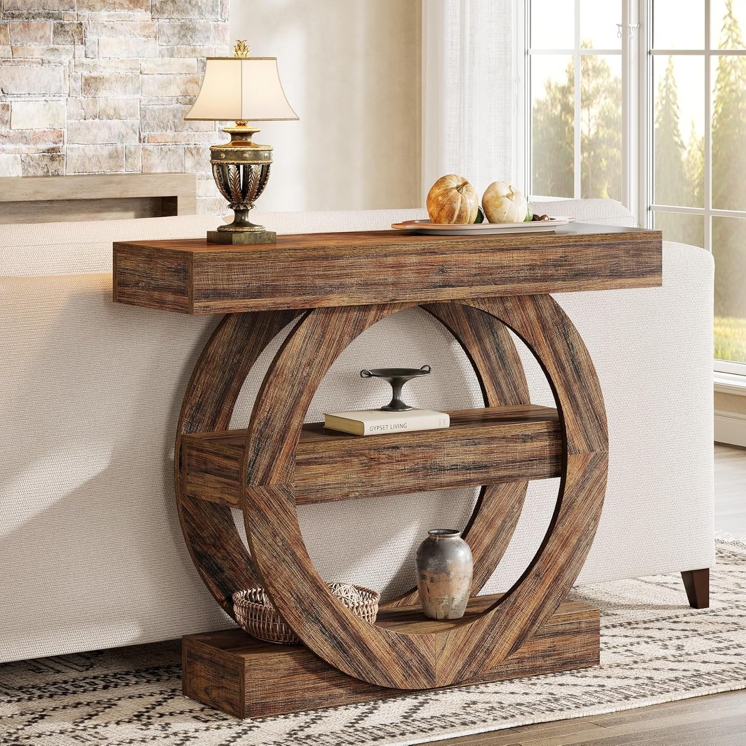 41.3" Console Table, 3-Tier Sofa Hallway Table with Storage Shelves