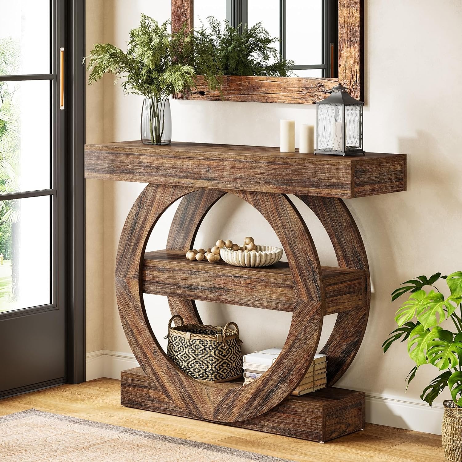 41.3" Console Table, 3-Tier Sofa Hallway Table with Storage Shelves