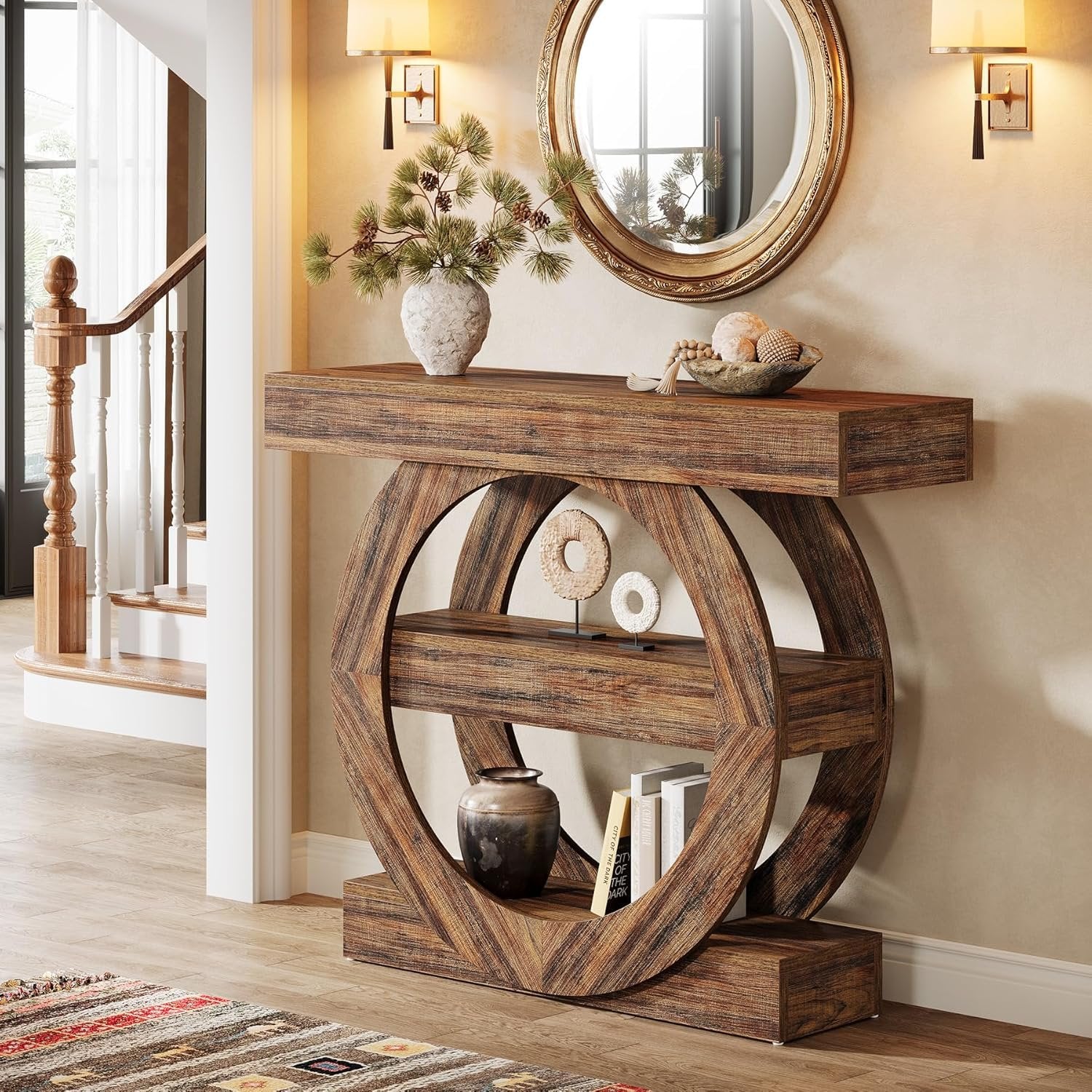 41.3" Console Table, 3-Tier Sofa Hallway Table with Storage Shelves