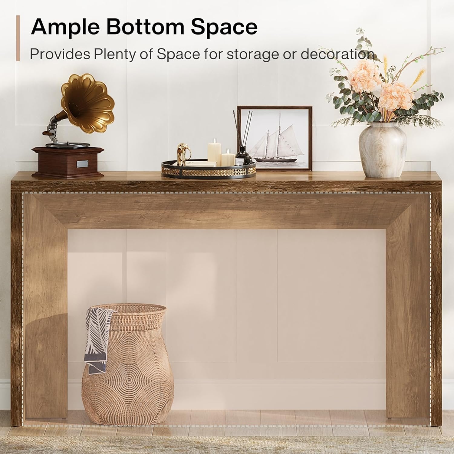 55" Rustic Console Table, Farmhouse Sofa Table Hallway Table