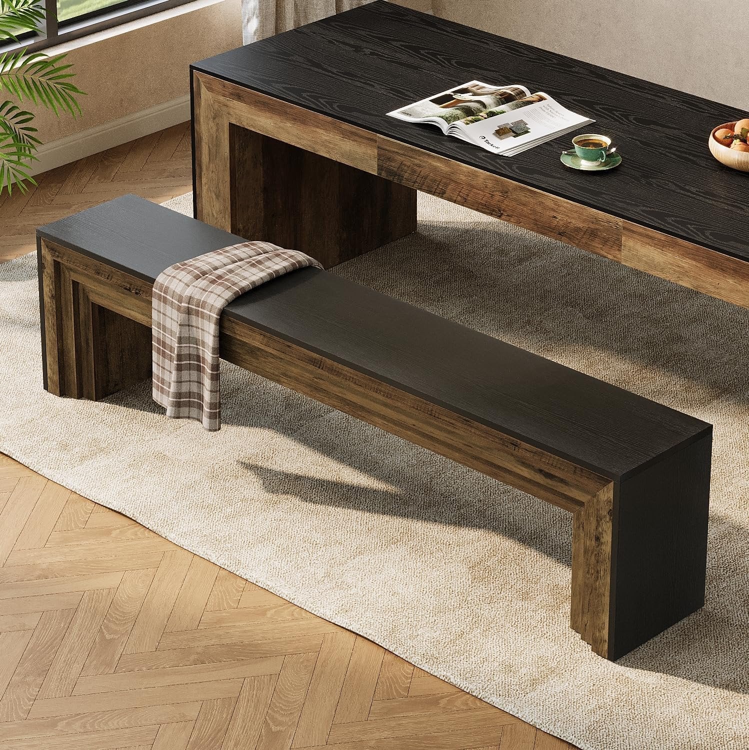 180cm Dining Bench, Farmhouse Long Kitchen Bench Seating