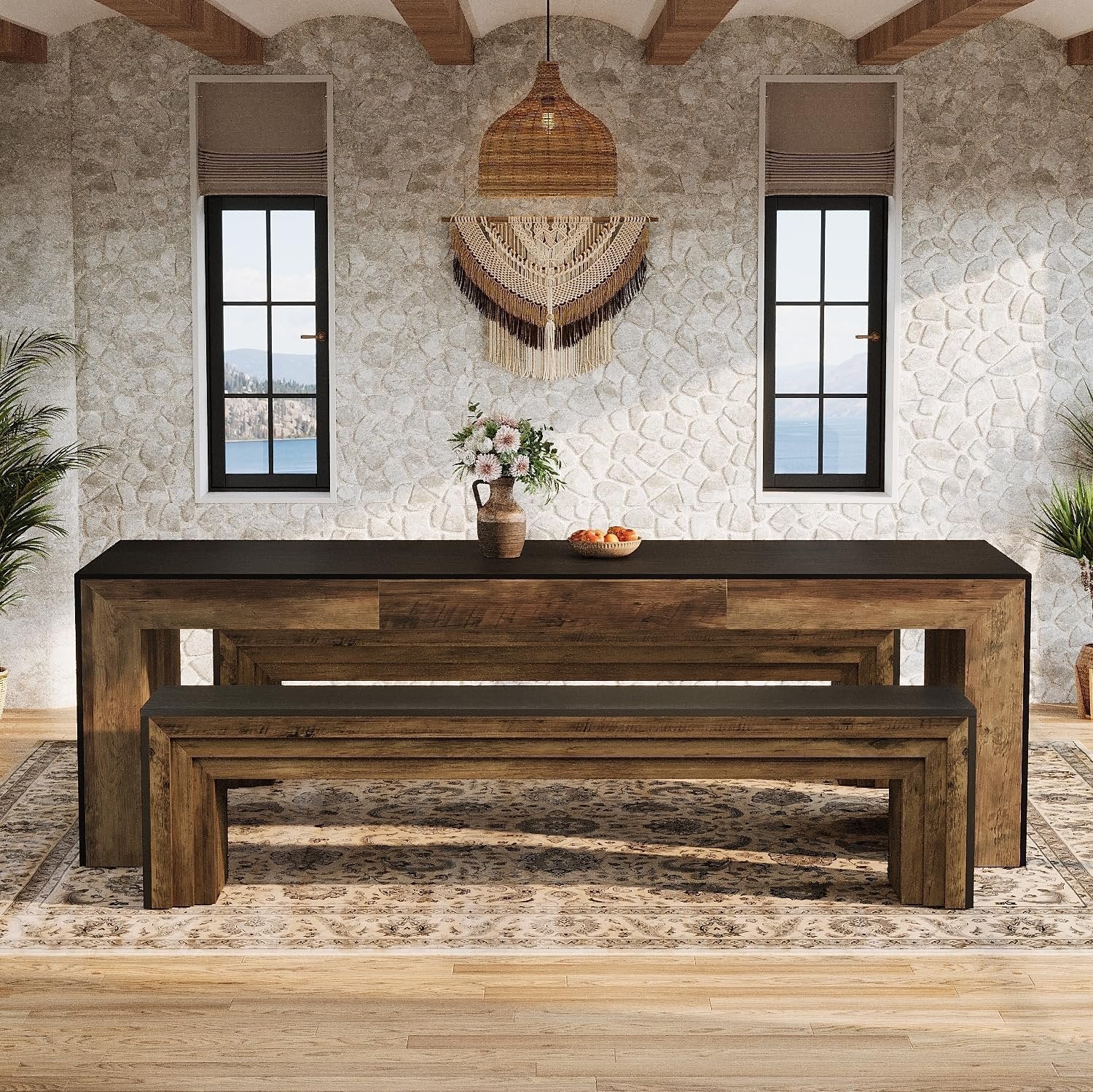 180cm Dining Bench, Farmhouse Long Kitchen Bench Seating