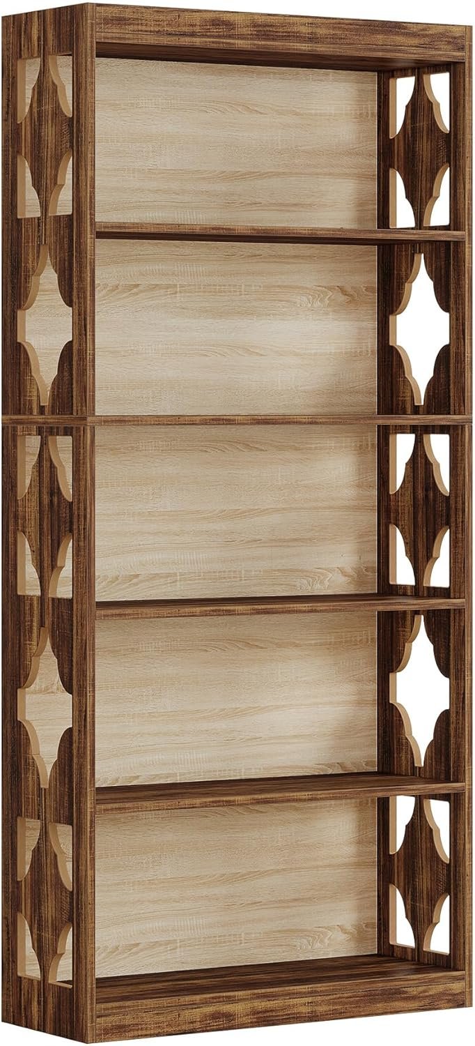 6-Tier Bookshelf, 70" Wood Bookcase with Storage Shelves