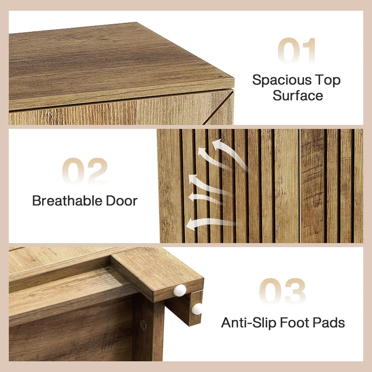110cm Shoe Cabinet, 5-Tier Rustic Wooden Storage with Louvre Doors for Hallway Living Room