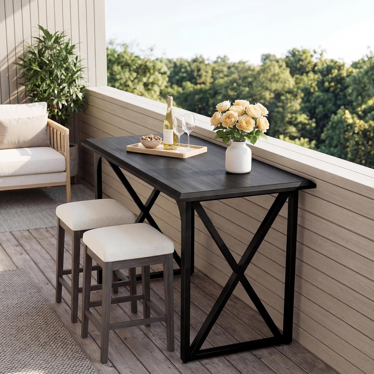 140cm Bar Table, Industrial Metal X-Base for 2-4 People
