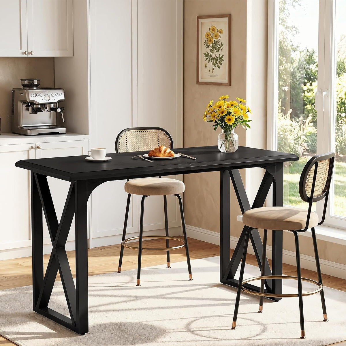 140cm Bar Table, Industrial Metal X-Base for 2-4 People