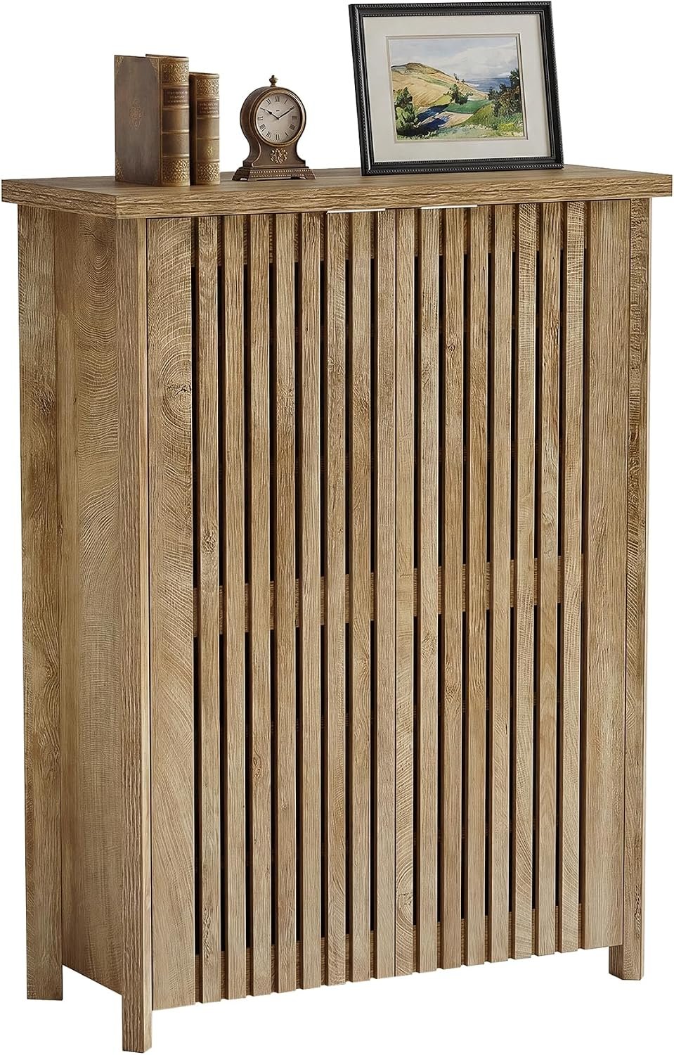 120cm 6-Tier Shoe Cabinet, Farmhouse Storage Organiser with 2 Louvered Doors
