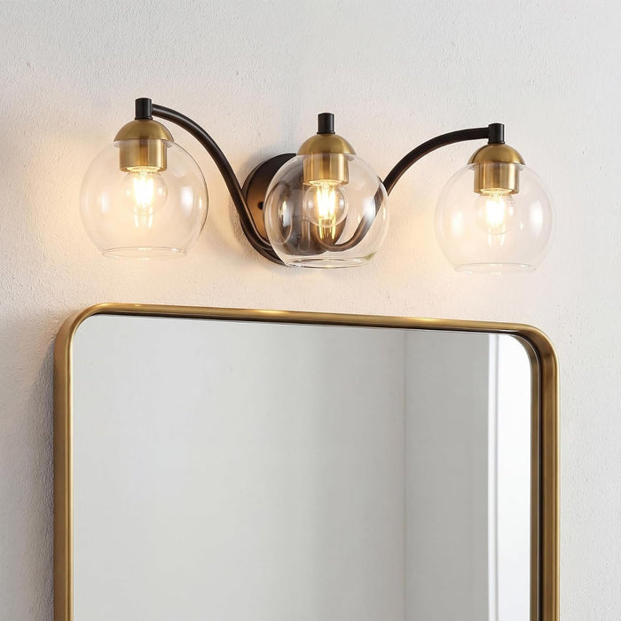 Tribesigns Modern bathroom wall light, 3 glass globes with metal frame, dimmable, E27 fitting