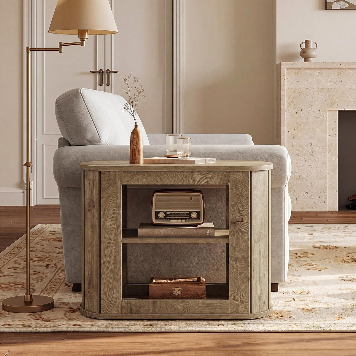 50cm Narrow Side Table, 3-Tier Wooden Nightstand for Living Room Bedroom