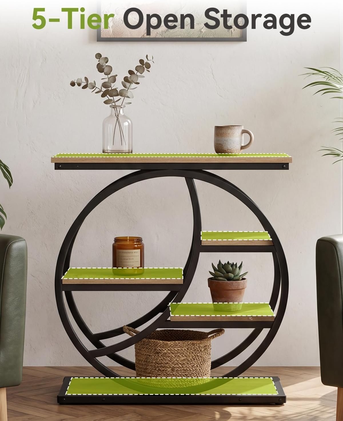 65cm Narrow Side Table, 4-Tier Bedside Table with Storage for Living Room Bedroom