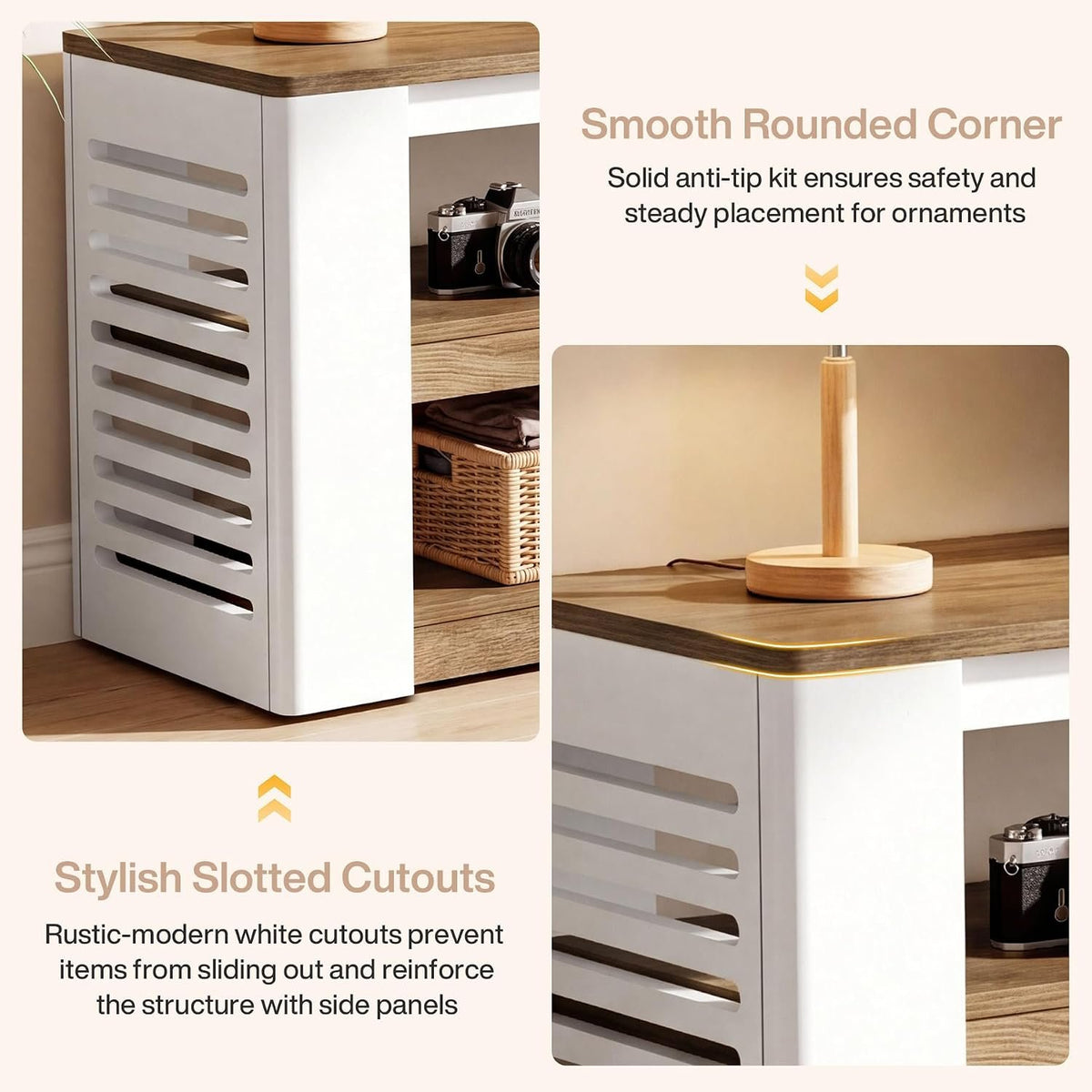 160cm TV Stand, 3-Tier Storage Cabinet for TVs up to 75"