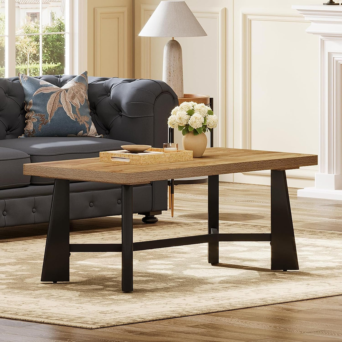120cm Rectangular Coffee Table, Metal Frame for Living Room