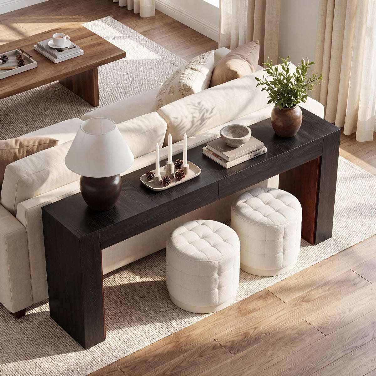 200cm Console Table, Narrow Two-Tone Hallway Table for Living Room