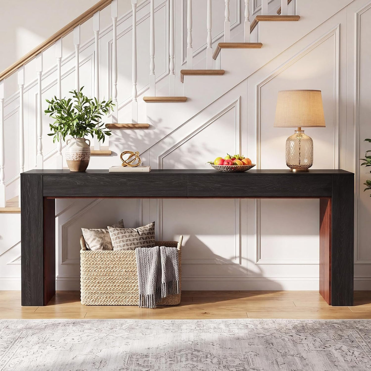 200cm Console Table, Narrow Two-Tone Hallway Table for Living Room