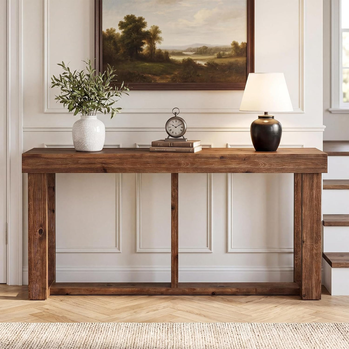 160cm Console Table, Narrow Rustic Entryway Table for Hallway Living Room