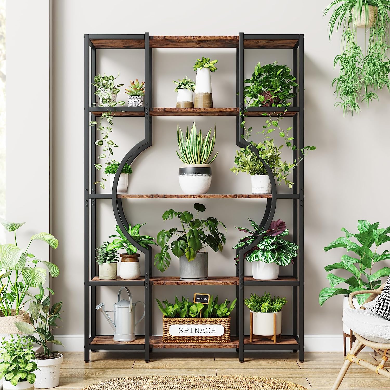 Industrial 5-Tier Bookshelf for Home Office, Modern Bookcase Shelving Unit
