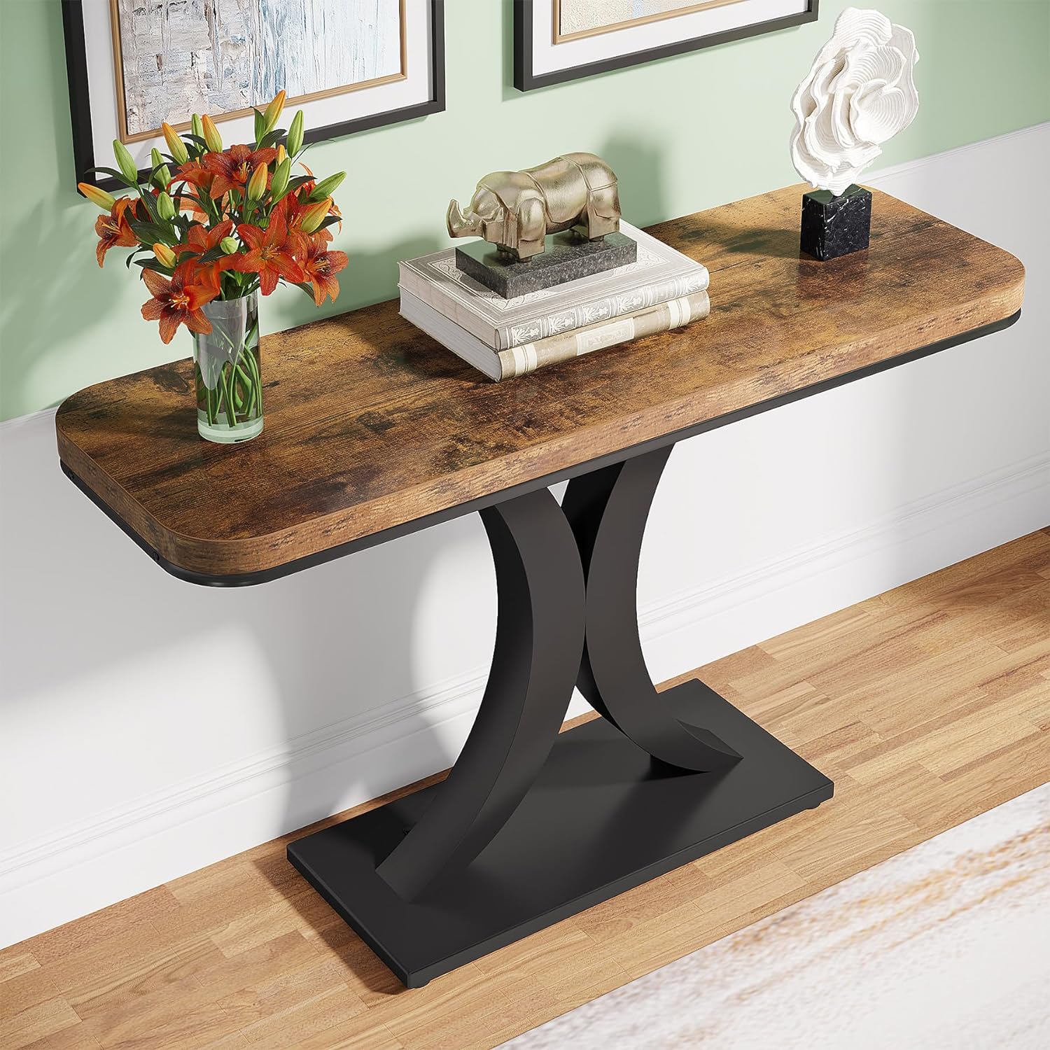 40" Modern Geometric Console Table for Narrow Entryways