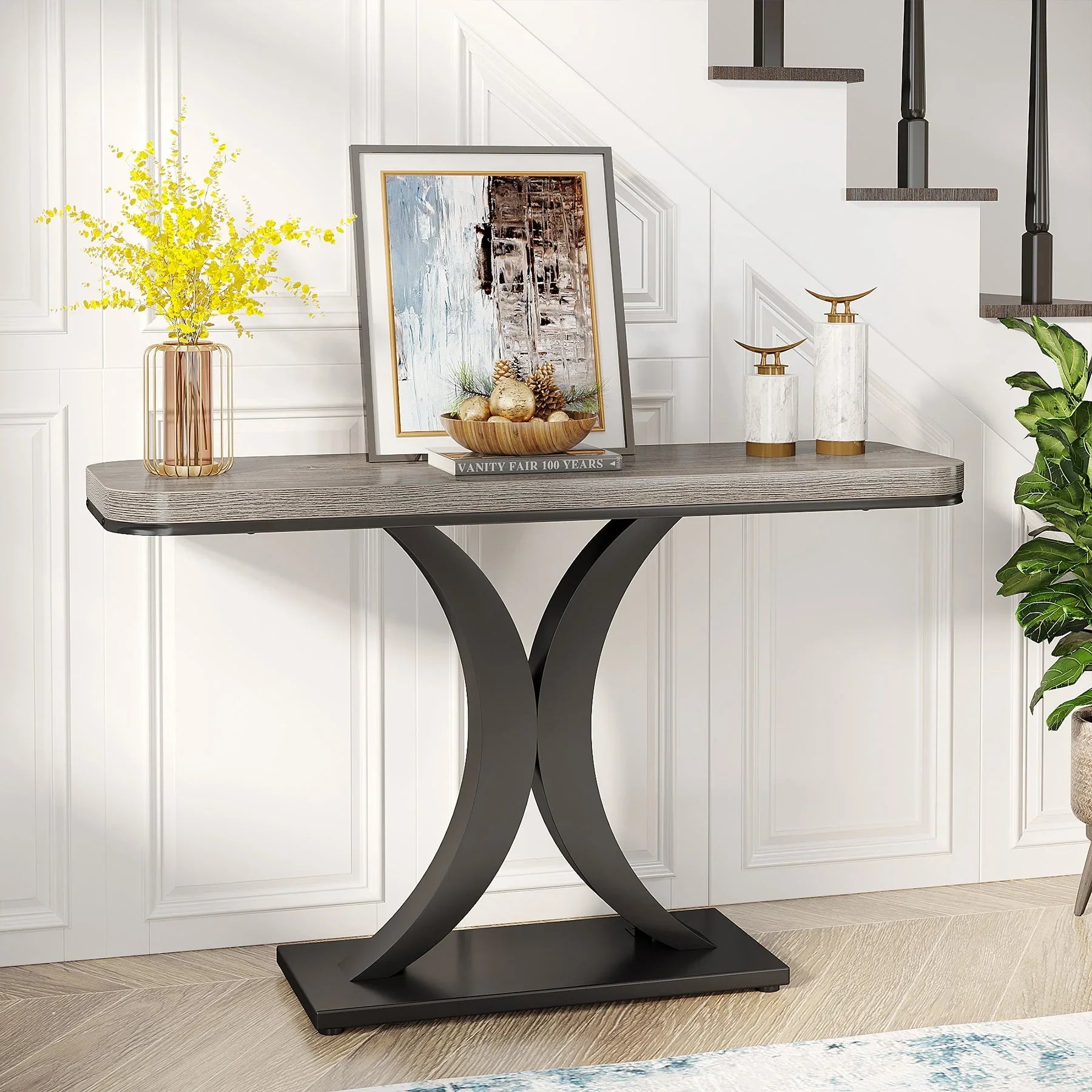 40" Modern Geometric Console Table for Narrow Entryways