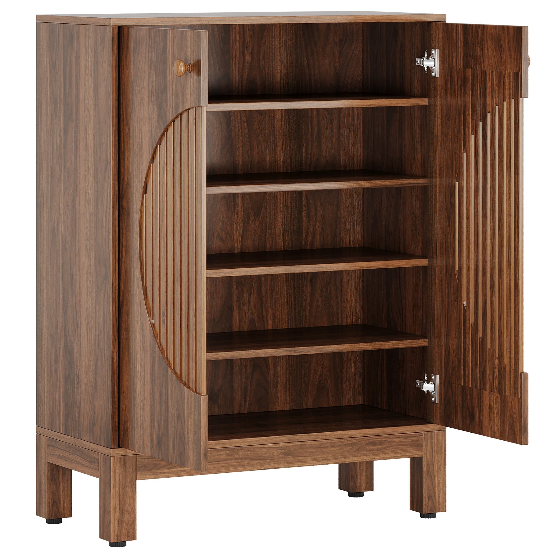 Tribesigns 5-Tier Shoe Cabinet, 20-Pair Farmhouse Shoe Storage Organizer with Round Louvered Doors for Entryway