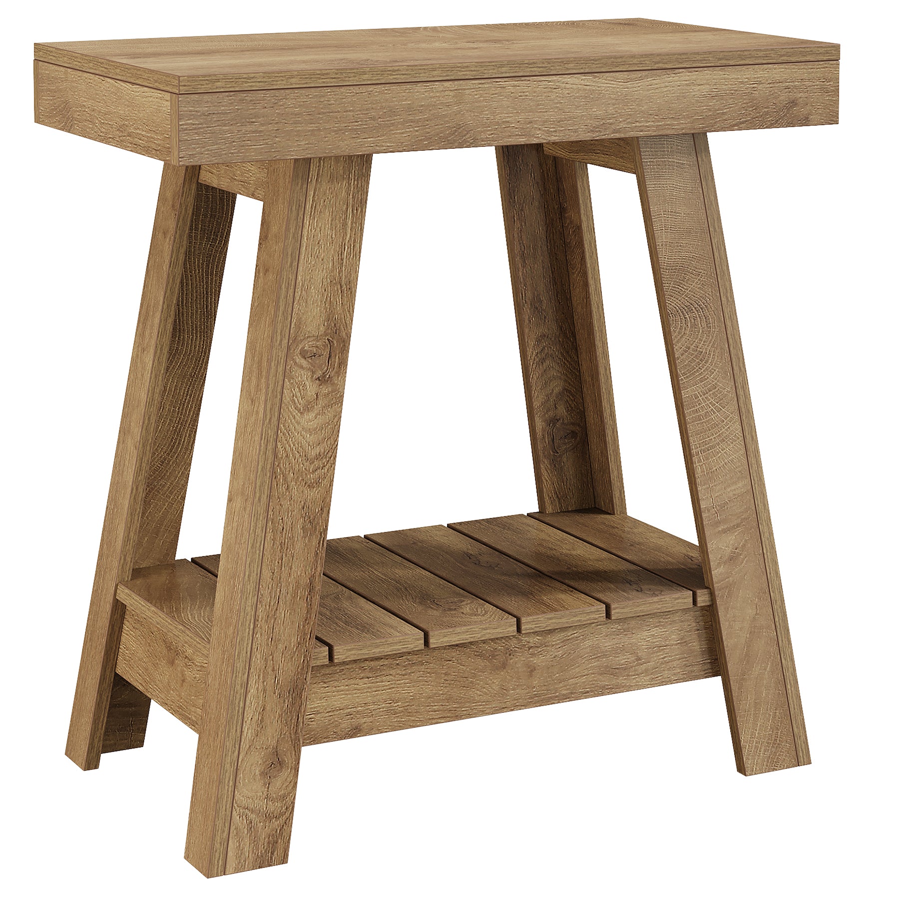 2-Tier End Table, Slim Sofa Side Table with Storage