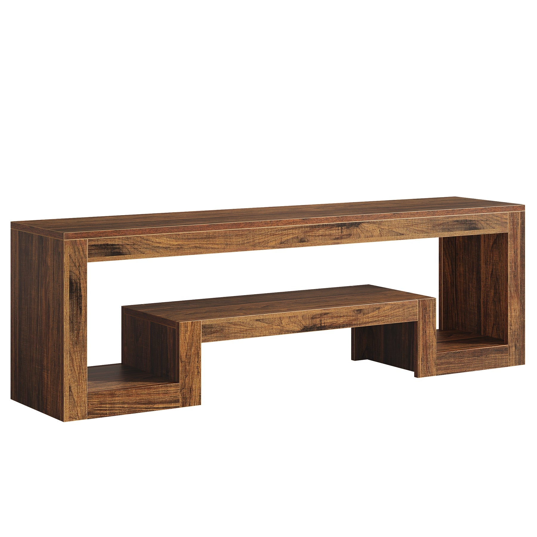 63” TV Stand, Farmhouse Entertainment Center with Open Storage Shelves for Living Room