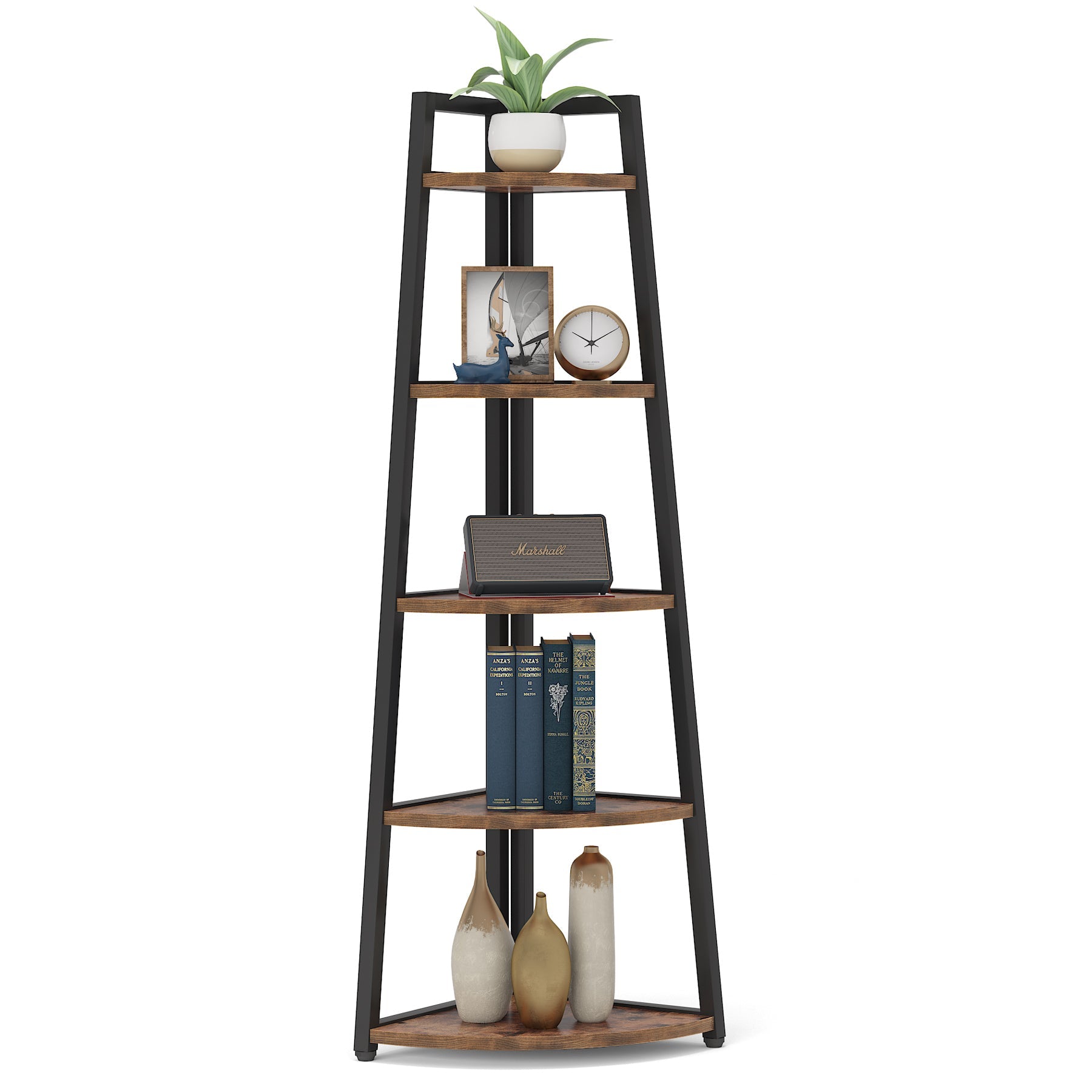 70" 5-Tier Tall Corner Ladder Shelf Small Bookcase