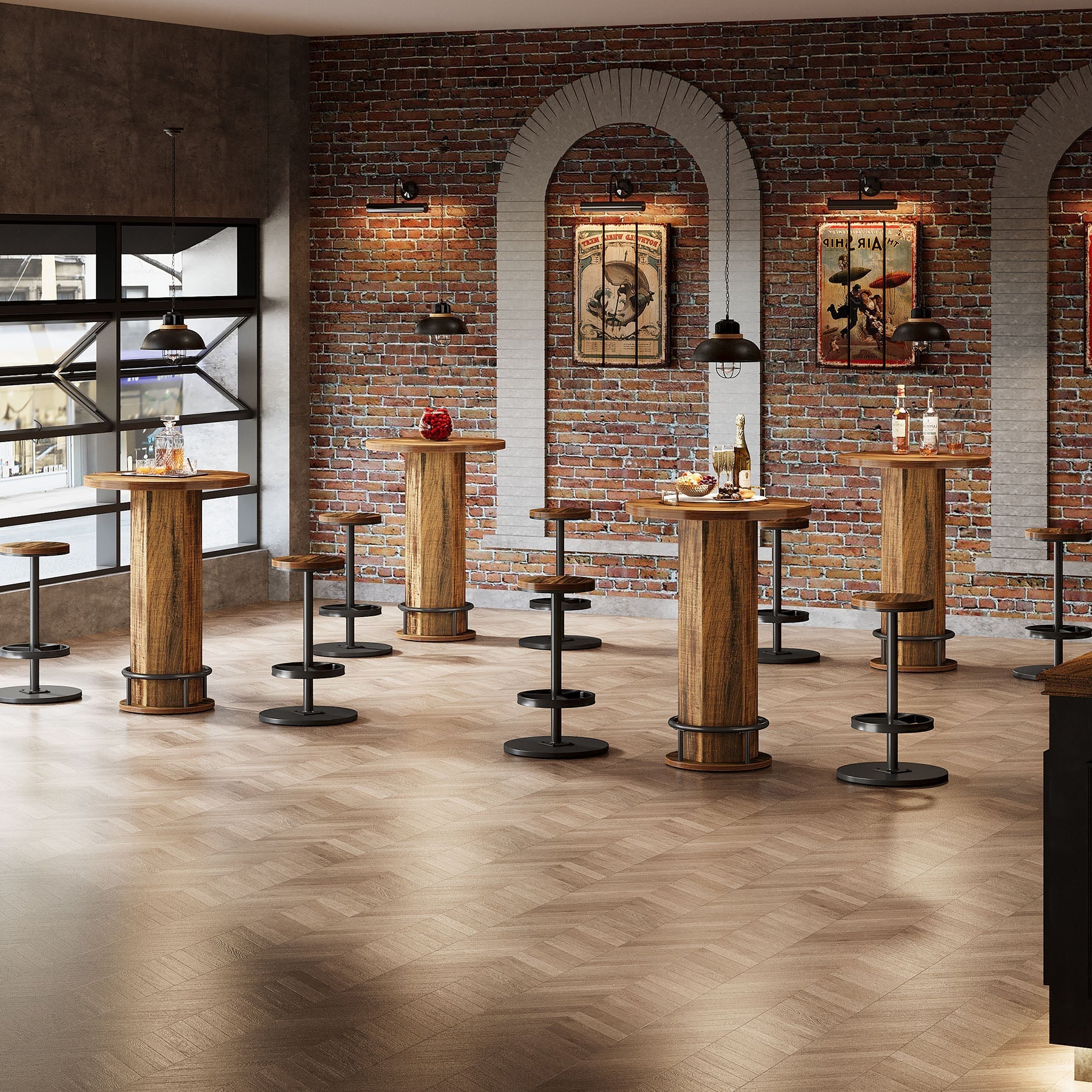 Bistro Sets with 2 Barstools, Pub Cocktail Table Bar Table with Chairs