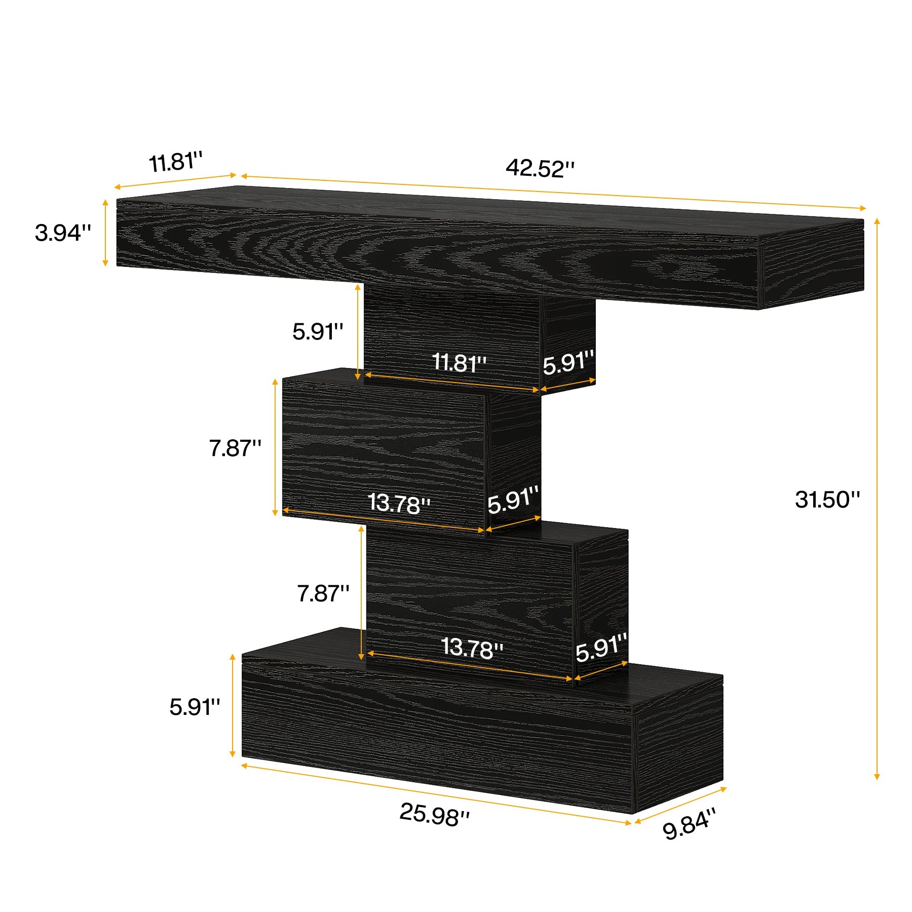 42" Console Table, Wood Sofa Table Accent Table with Geometric Base