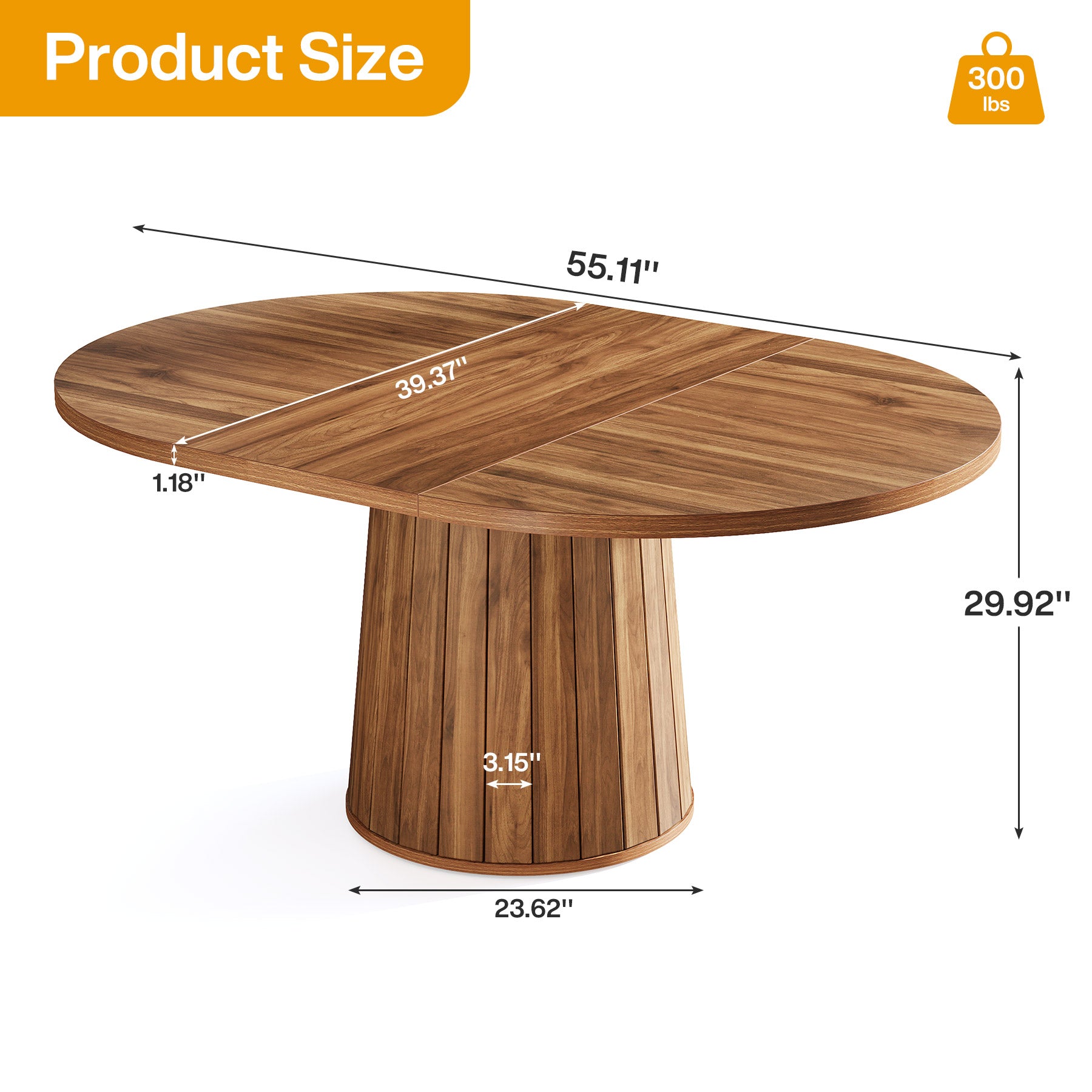 55" Oval Meeting Table, Wood Conference Table For 6 People