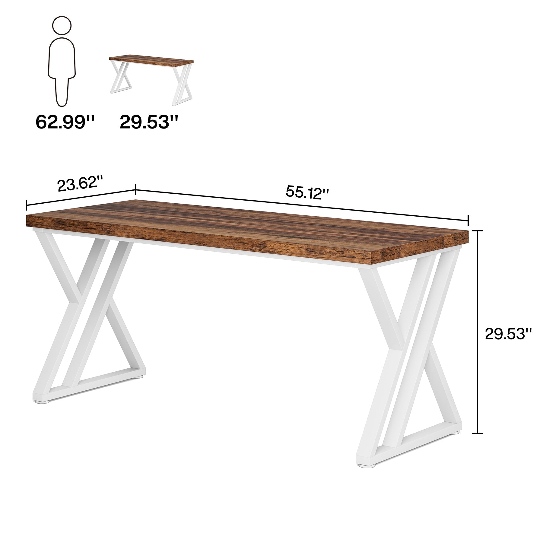 55" Heavy-Duty Computer Desk, Simple Study Desk Writing Table