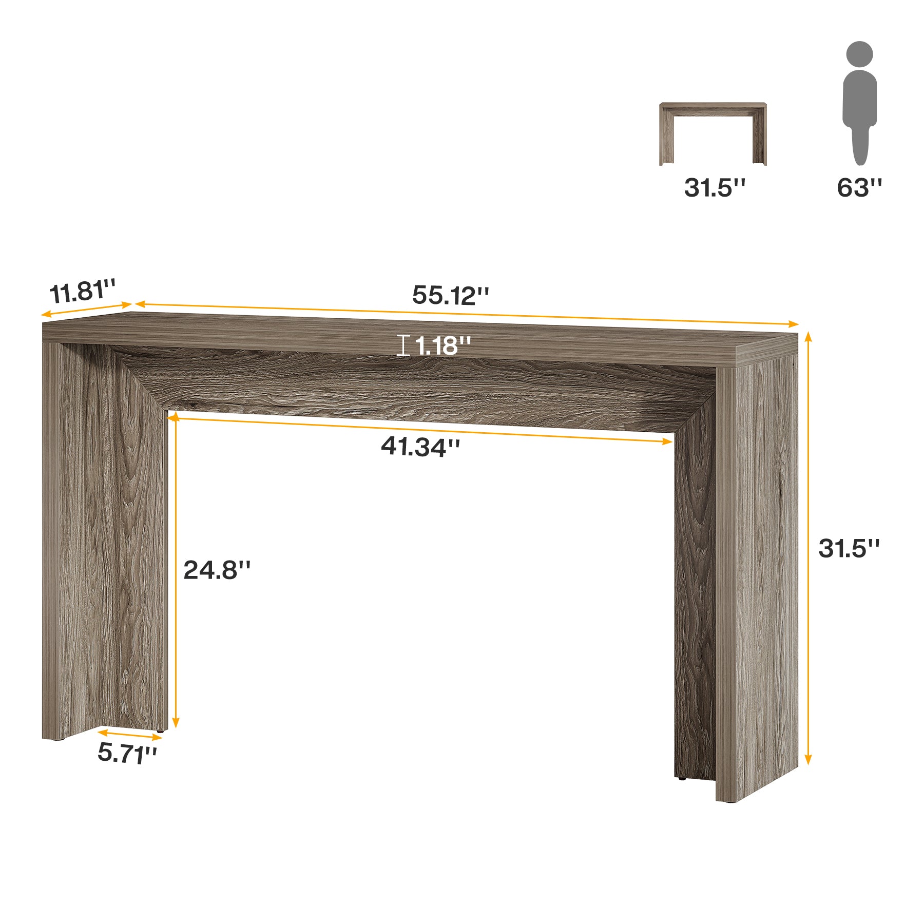 140cm Farmhouse Console Table with Storage, Narrow Wooden Entryway Sofa Table for Hallway, Foyer, or Living Room