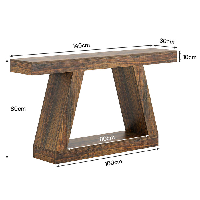 140 cm Farmhouse Console Table, Rustic Wooden Sofa Table with Storage