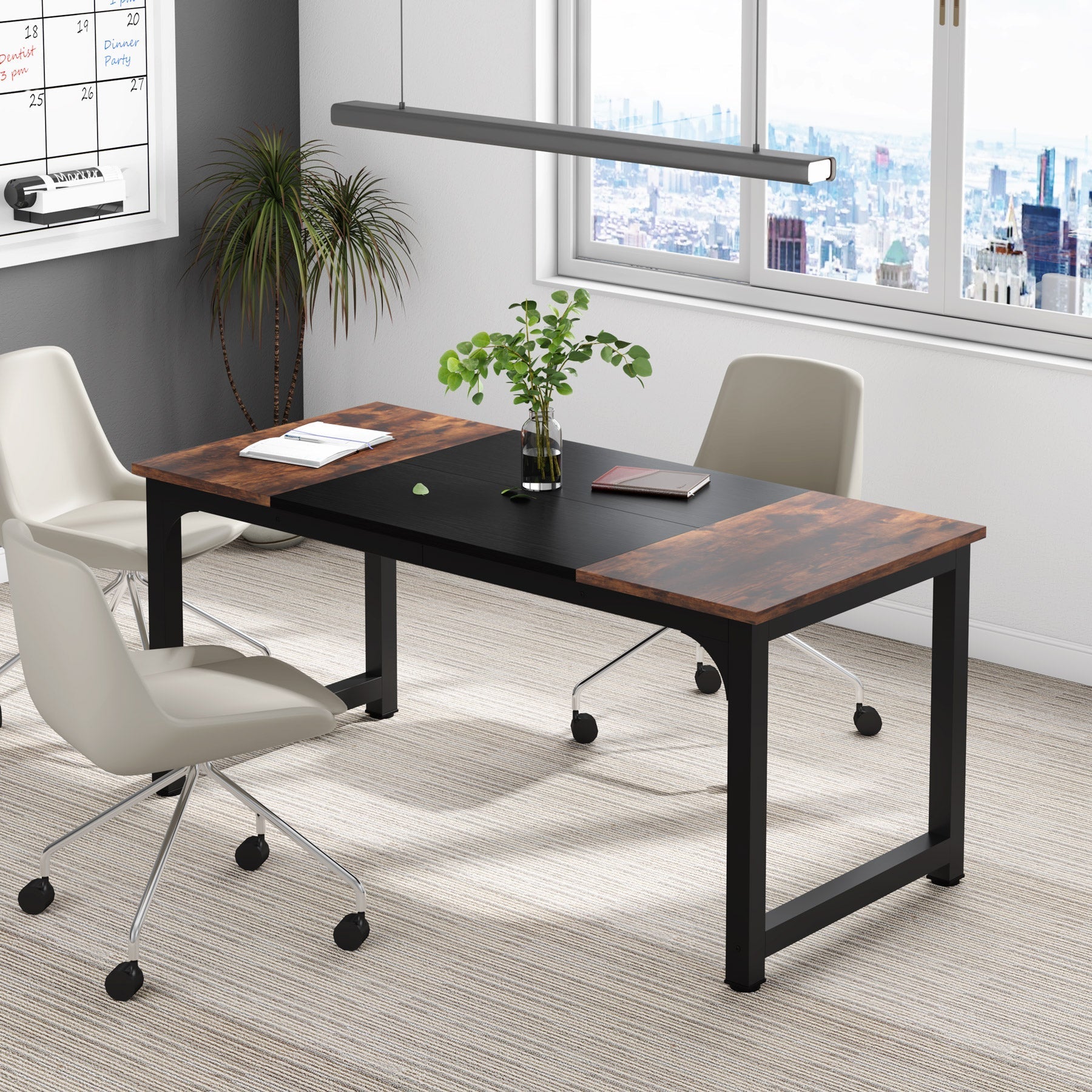Tribesigns 63” Computer Desk, Industrial Workstation for Home Office