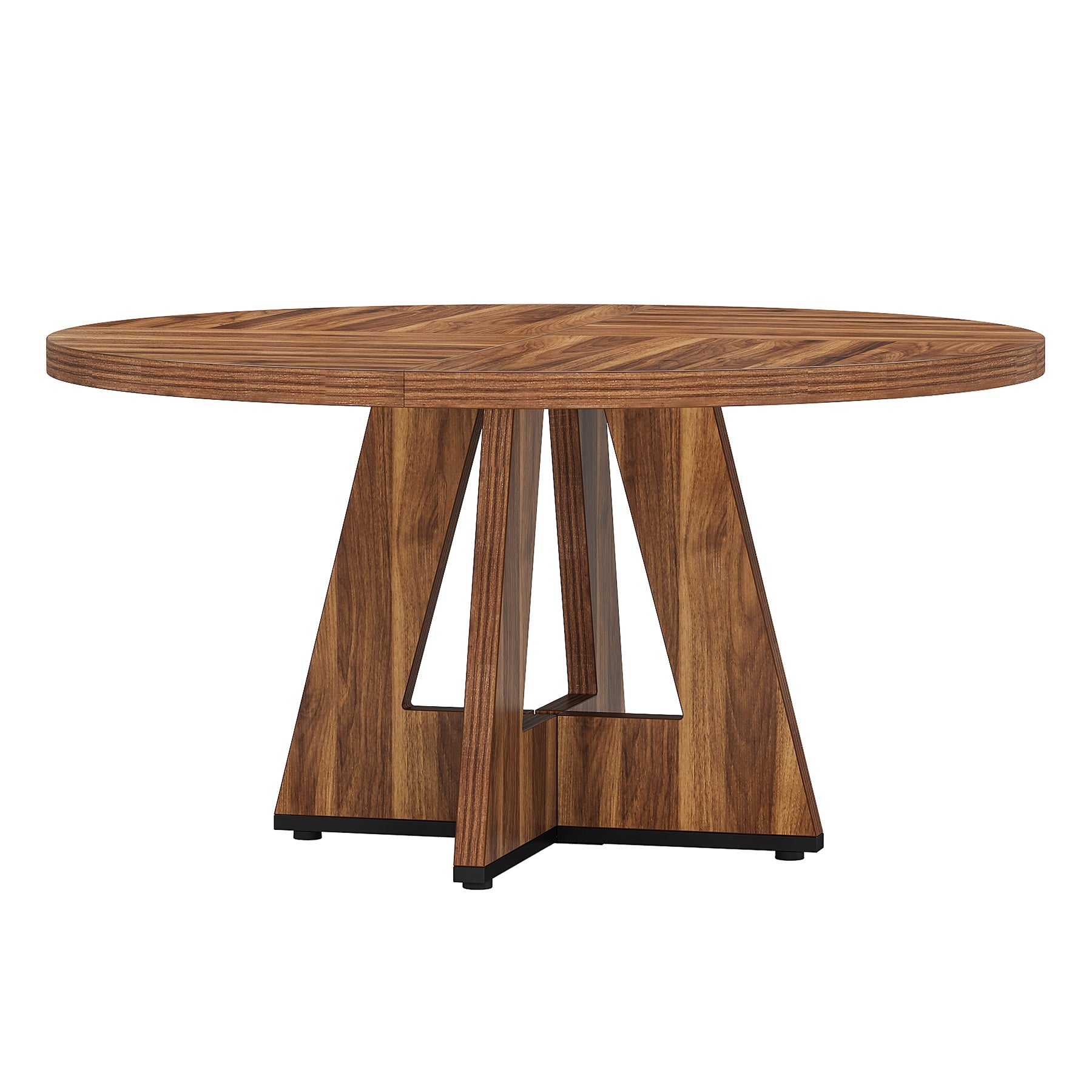 47" Round Dining Table, Farmhouse Wood Kitchen Table for 4-6 with Cross Base