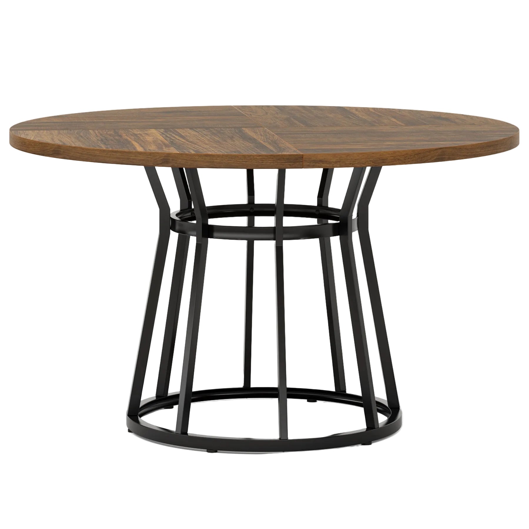 47.2" Round Dining Table for 4 People, Kitchen Dinner Table with Metal Base