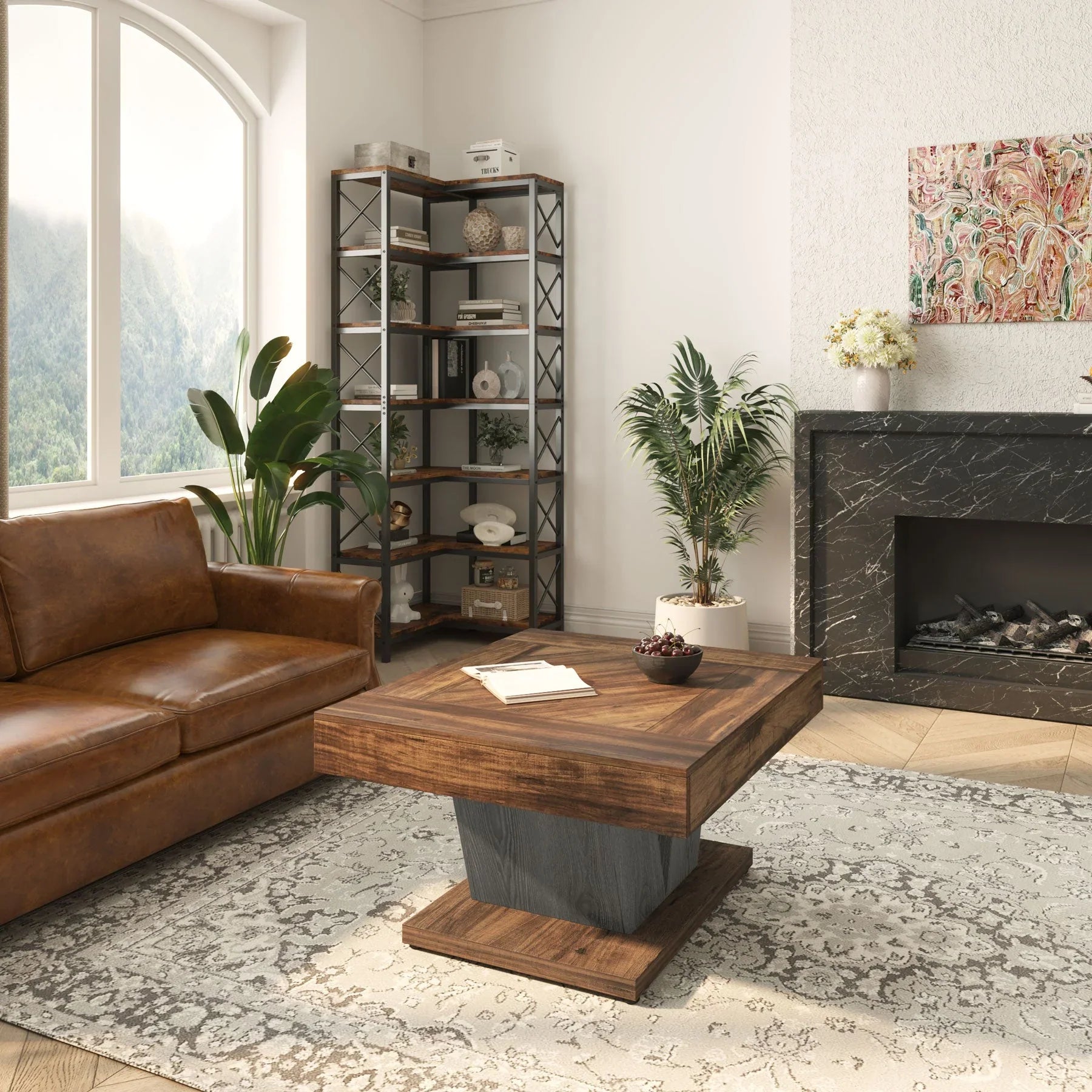31.5" Wood Coffee Table, Modern Center Table Cocktail Tea Table
