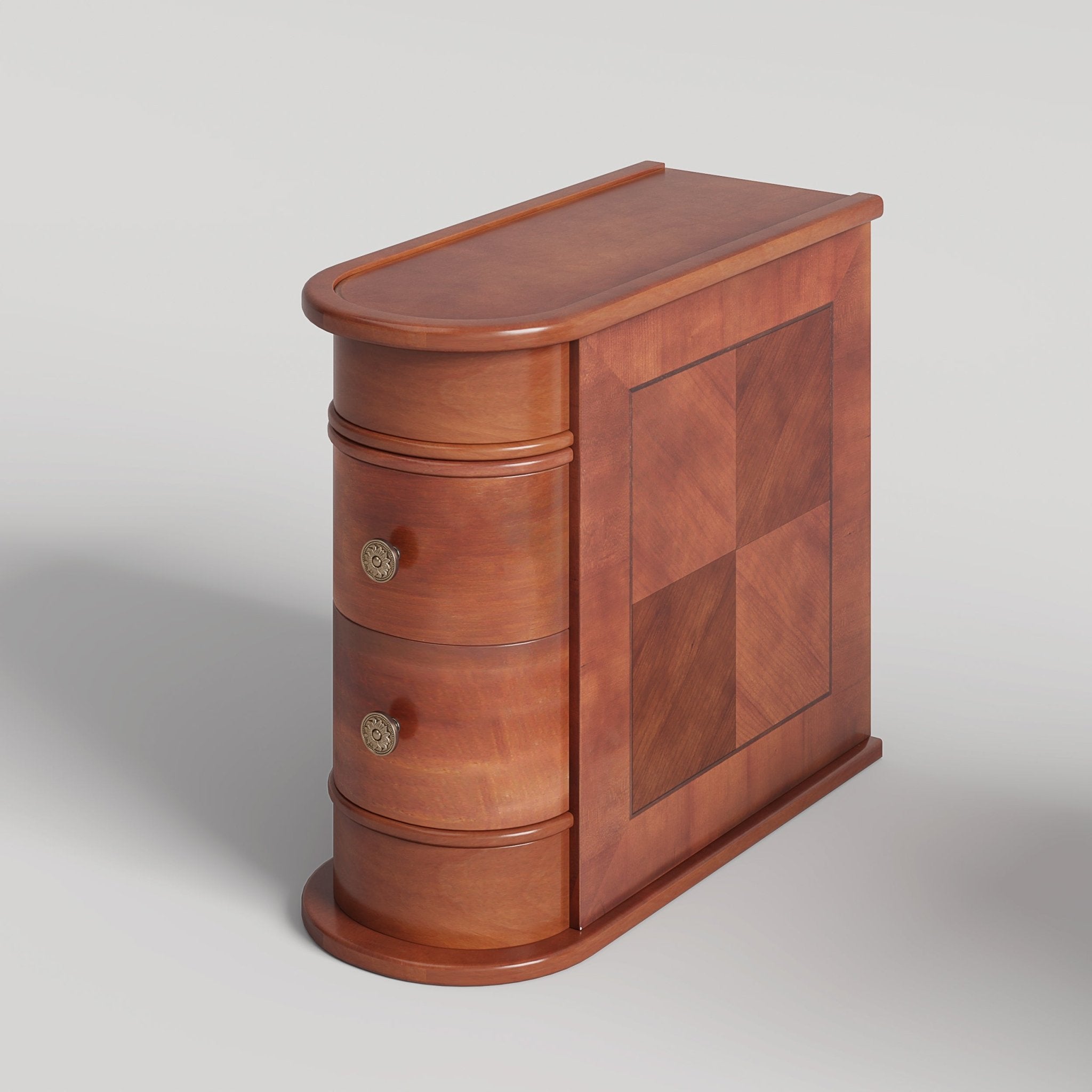 Wood Narrow End Table with 2 Drawers - Modern Nightstand