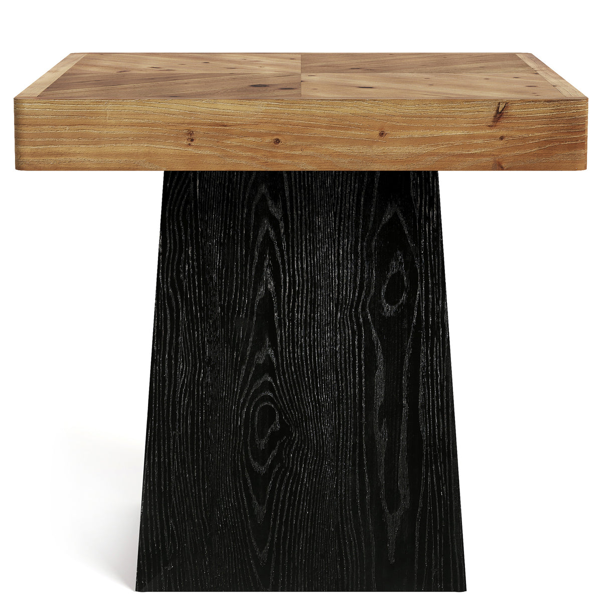 80cm Square Dining Table, Industrial Solid Wood Kitchen Table with Parquet Top & Tapered Base