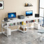 78.7 " Two Person Computer Desk with Bookshelf, Rustic Writing Desk Workstation with Shelf for Home Office
