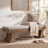161cm Entryway Bench, Farmhouse Dining Bench with Cushion for Hallway Kitchen 3
