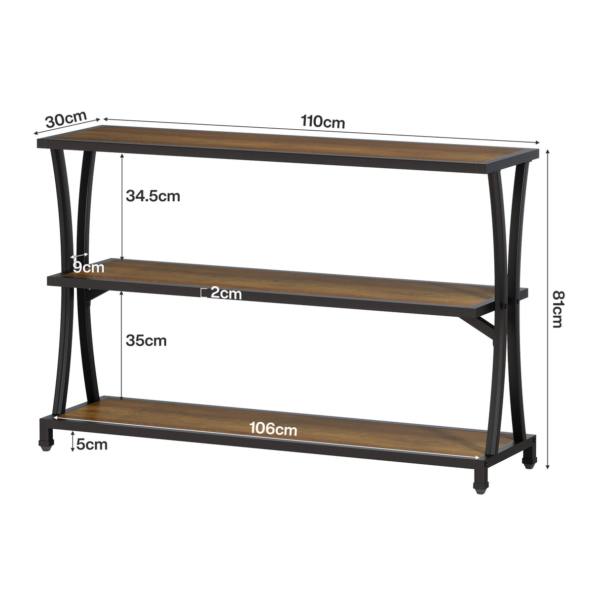 Tribesigns 3-shelf console table, narrow hall table for the living room