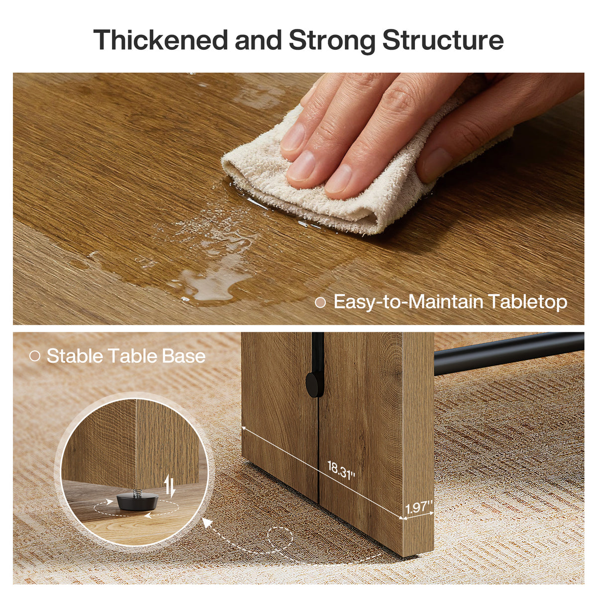 104cm Bar Table, Counter Height Pub Table with Thickened Tabletop