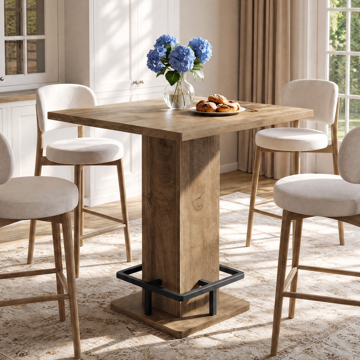 81cm Square Counter Height Dining Table, Small Space Kitchen Table