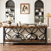 63" Industrial Console Table, Narrow Sofa Table with Storage Shelf 3