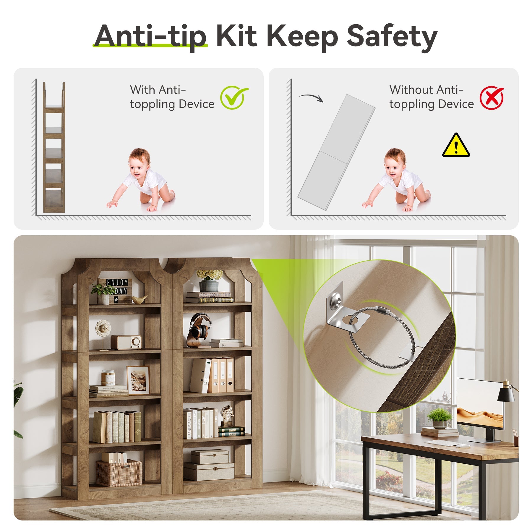 5-Tier Bookshelf, 70.9" Freestanding Bookcase with Open Storage Shelves