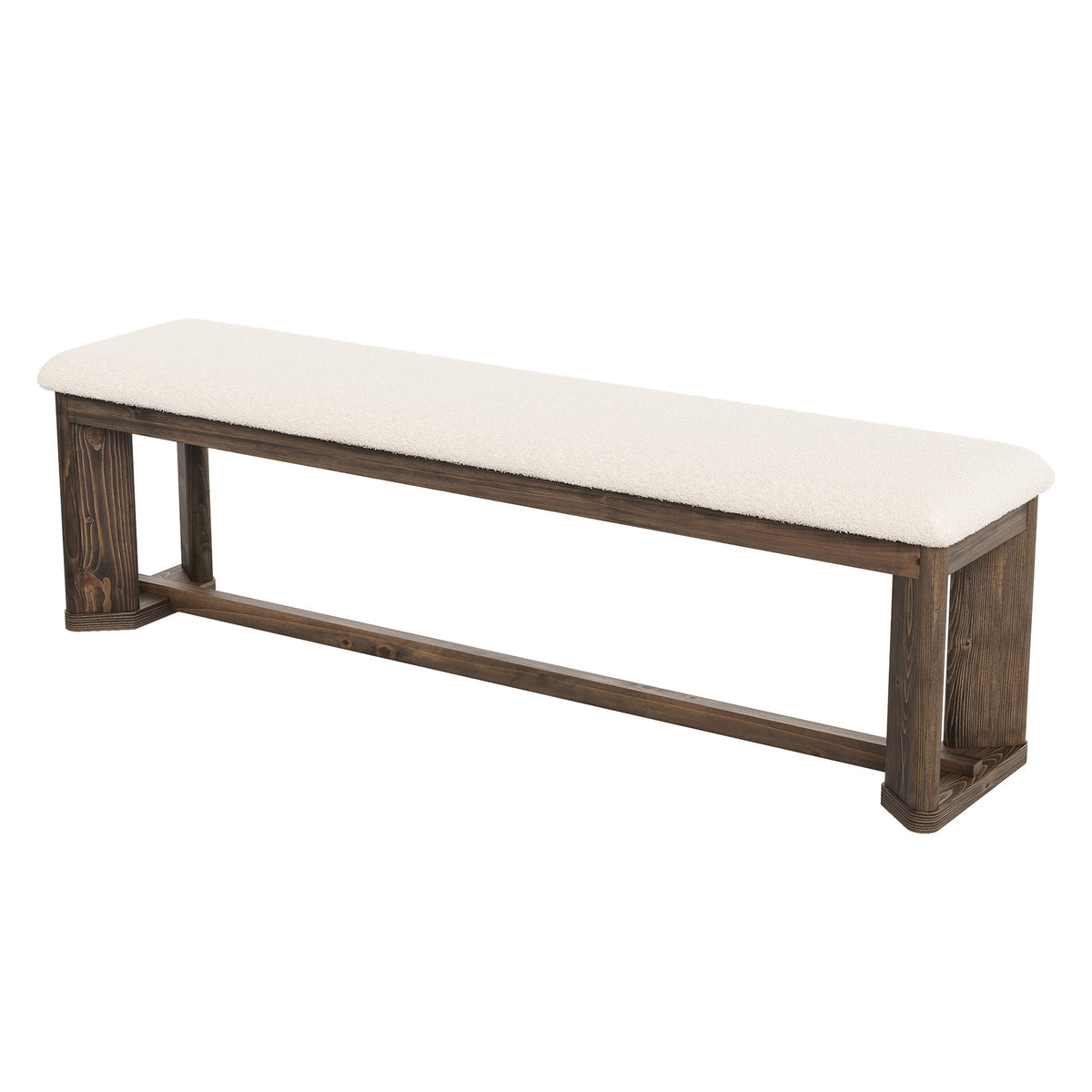 Tribesigns Padded Solid Wood Shoe Bench with Faux Fur Seat, 140cm
